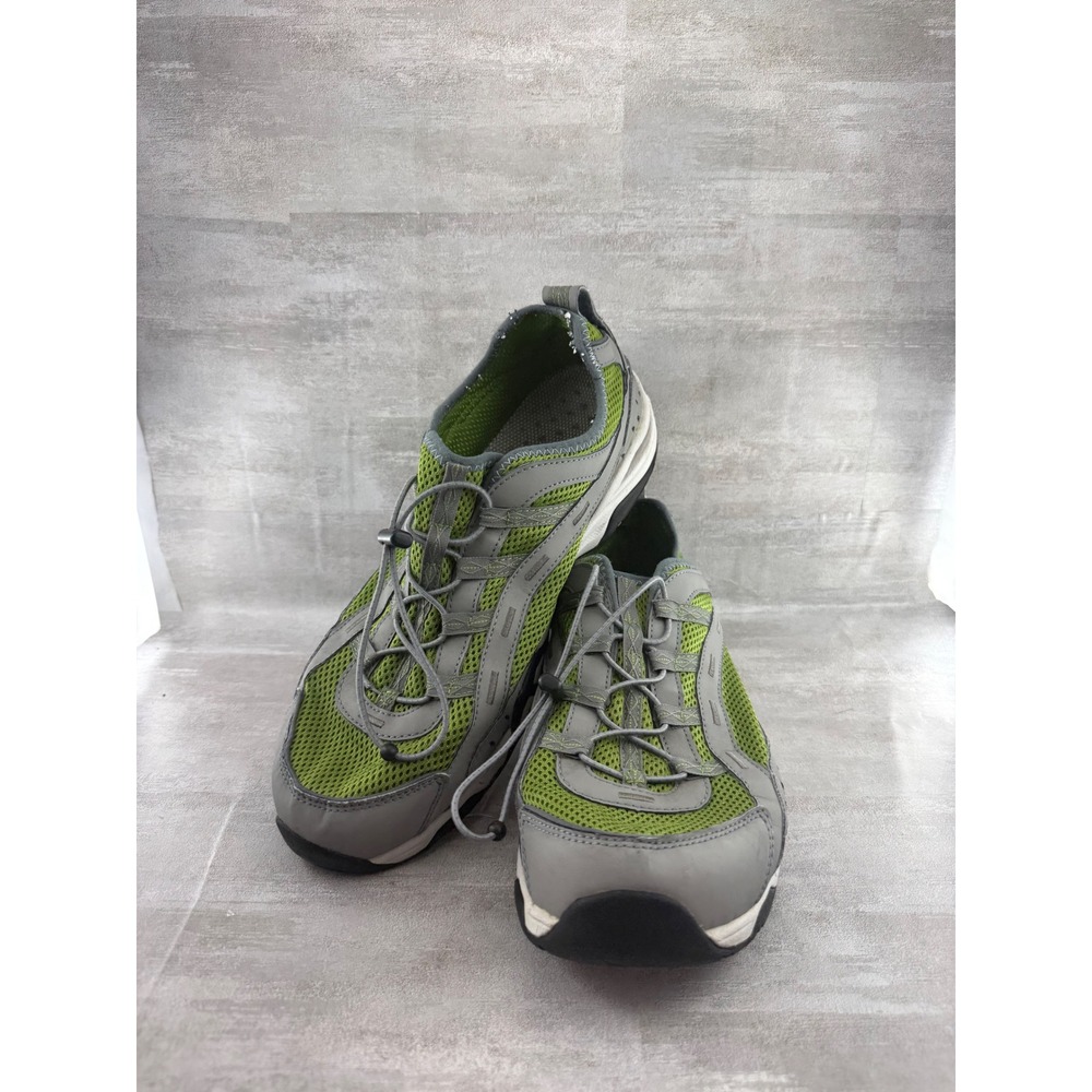 LL Bean Men Water Shoes Sz 13 Wide Green Grey Mesh Bungee Lace 260974